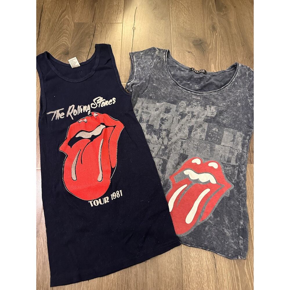 2x ROLLING STONES T-SHIRT and Sleeveless  Red Tongue S/M